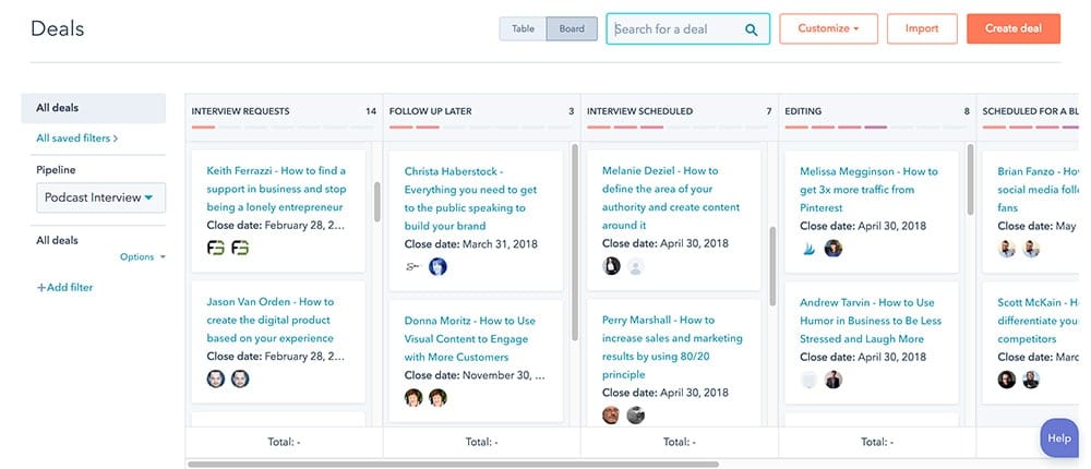 Manage podcast guest’s outreach with HubSpot