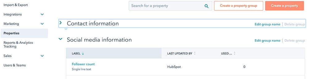 Creating properties in the HubSpot system for collecting an information about a podcast guest