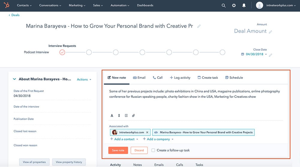 How to work with a Deal page for the podcast interview process