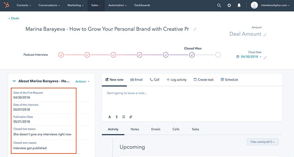 Track the results of a podcast interview