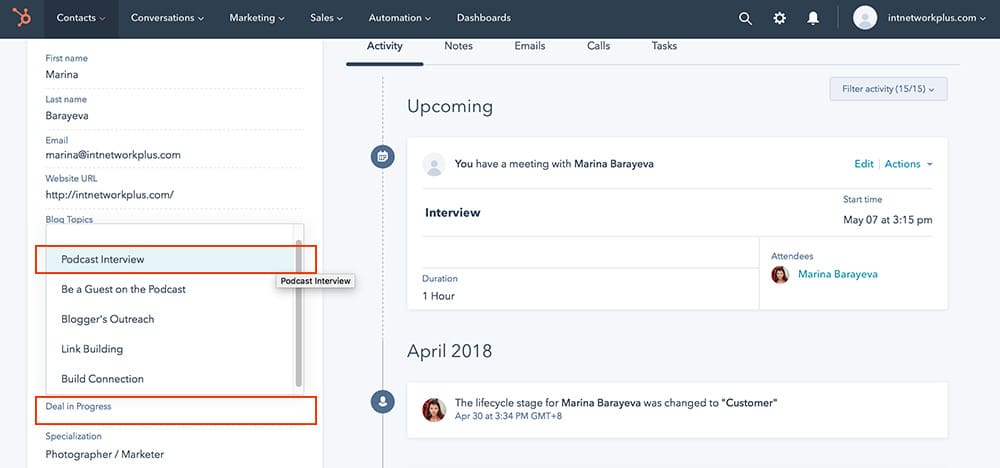 Track the results of a podcast interview