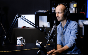 UK Podcast Consultant, Colin Gray, in the recording studio UK Podcast Consultant, Colin Gray, in the recording studio