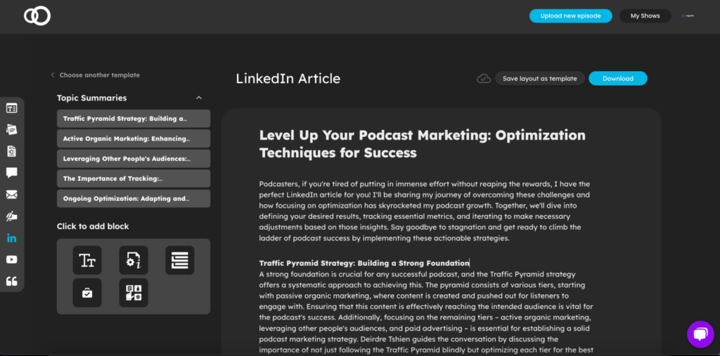 LinkedIn article draft in Capsho