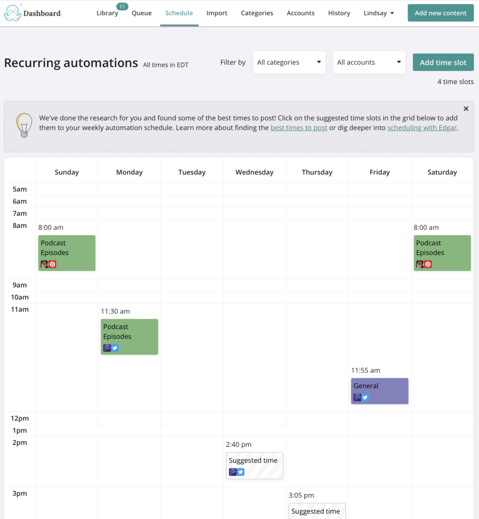 Meet Edgar schedule screenshot