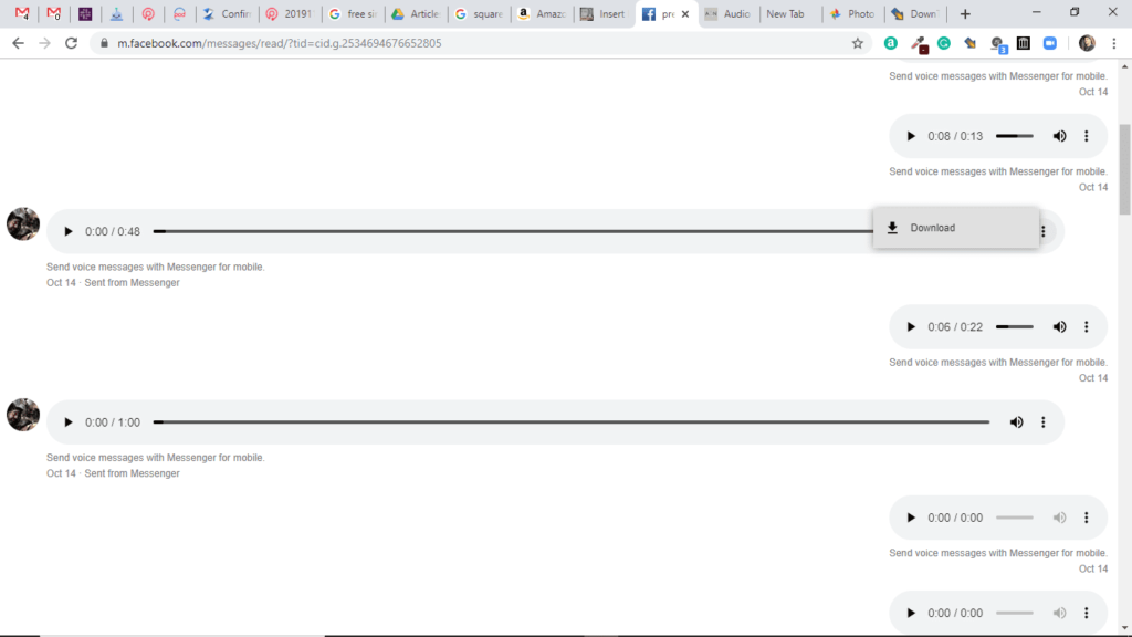 downloading facebook messenger audio