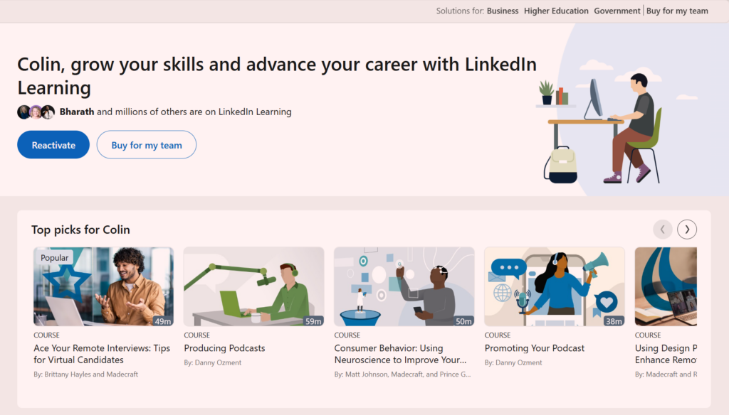 LinkedIN Learning's podcasting courses