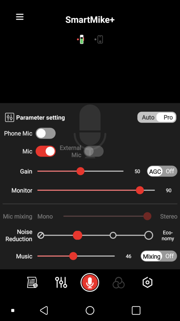 SmartMike+ Manual Settings in App