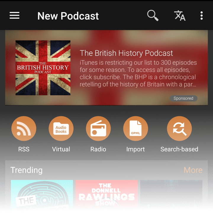 Podcast Addict ads example