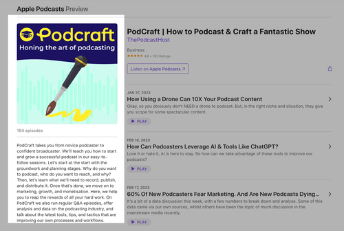 The highlighted part displayed here is the podcast description, or what all the episodes are, collectively, about.