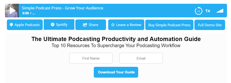 Simple Podcast Press podcast player