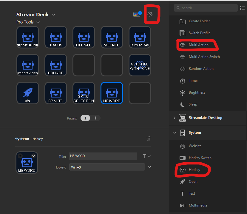An example of a setup Stream Deck Profile