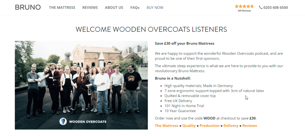 Wooden Overcoats Podcast Sponsorhip for fiction podcasts